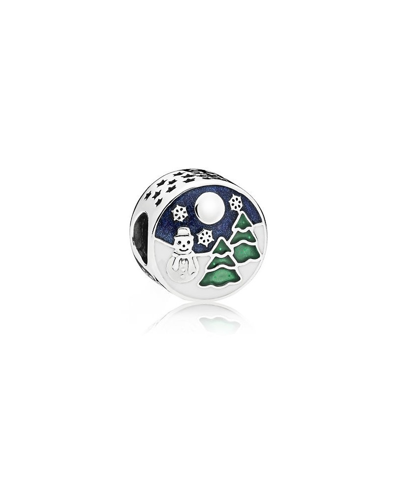 Charm Pandora muñeco de nieve con abetos y estrellas 796384ENMX