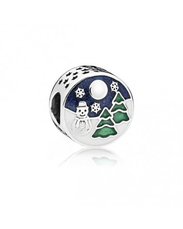 Charm Pandora muñeco de nieve con abetos y estrellas 796384ENMX