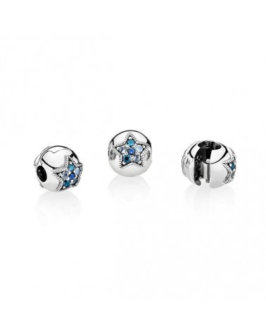 Clip Pandora Navidad con estrellas y circonitas azules 796380NSBMX