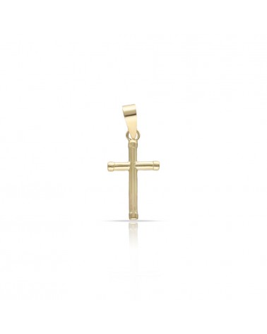 Cruz oro 18k hueca brillo 9x16mm grosor 1,5mm