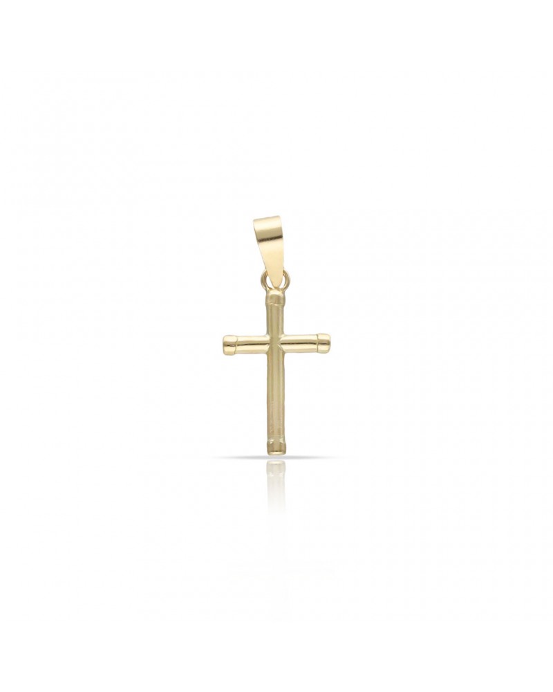 Cruz oro 18k hueca brillo 9x16mm grosor 1,5mm