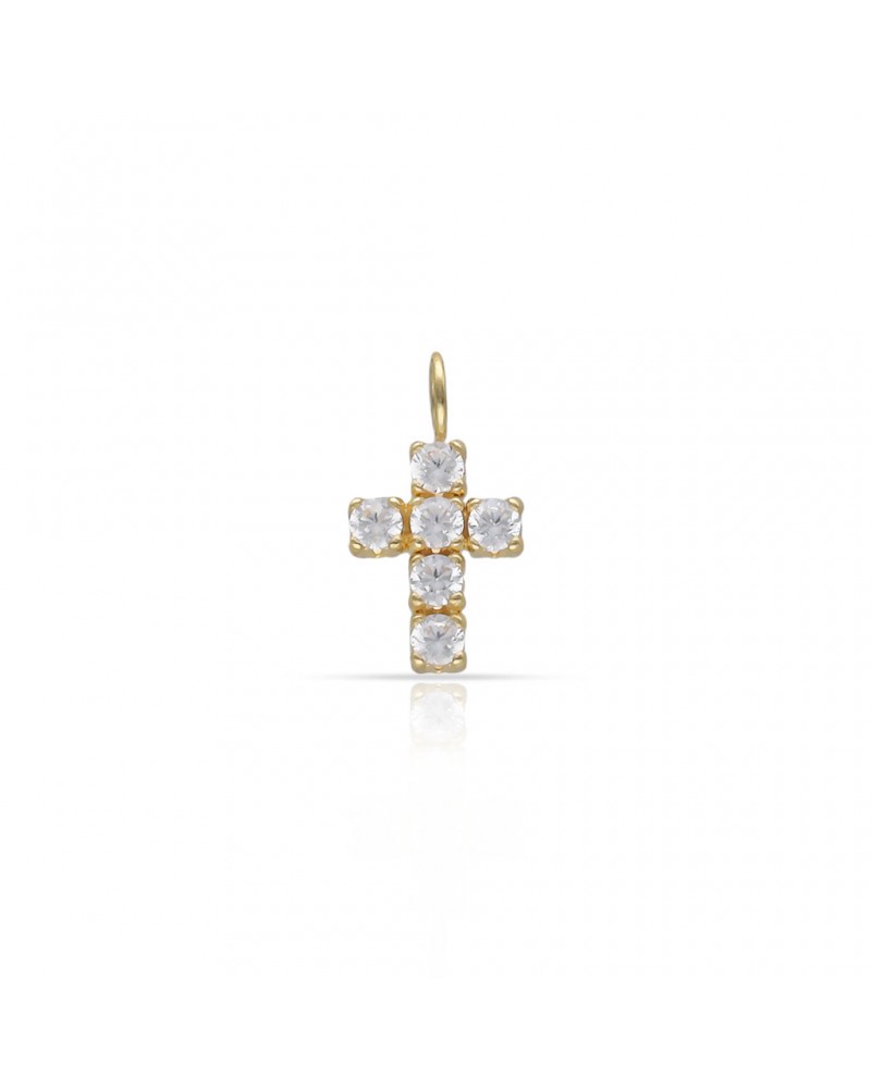 Cruz oro 18k circonitas 6,5x10mm brillo