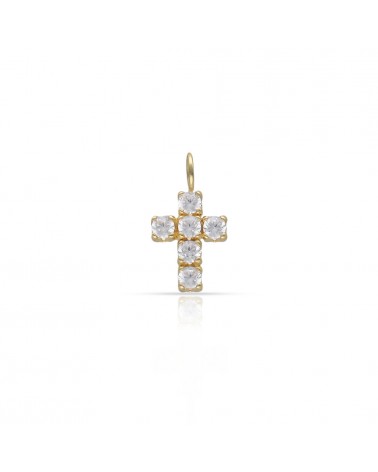 Cruz oro 18k circonitas 6,5x10mm brillo