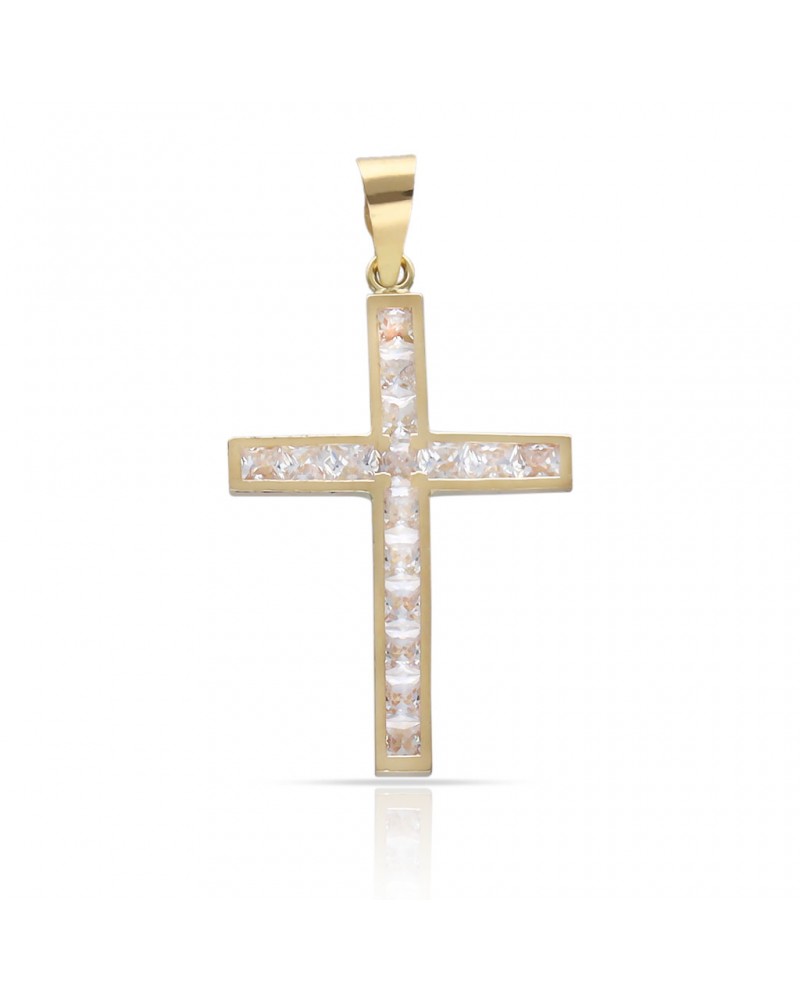 Cruz oro 18k circonitas 14x20mm brillo