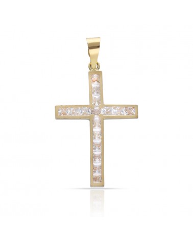 Cruz oro 18k circonitas 14x20mm brillo