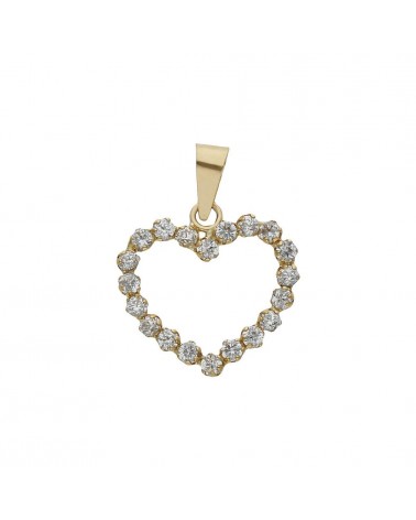 Colgante oro 18k corazón circonitas 12x13mm