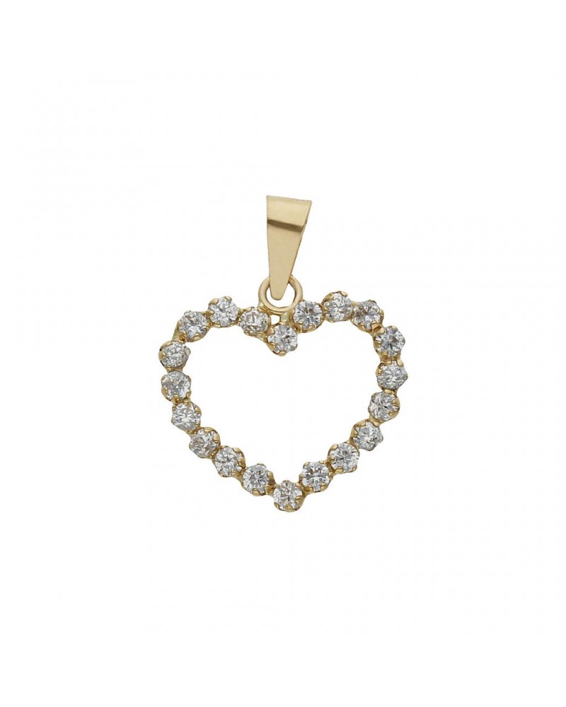 Colgante oro 18k corazón circonitas 12x13mm