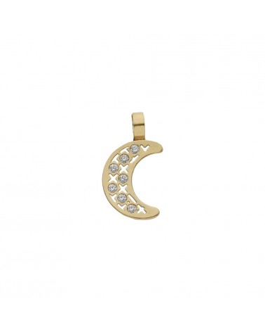 Colgante oro 18k luna circonitas 4x9mm