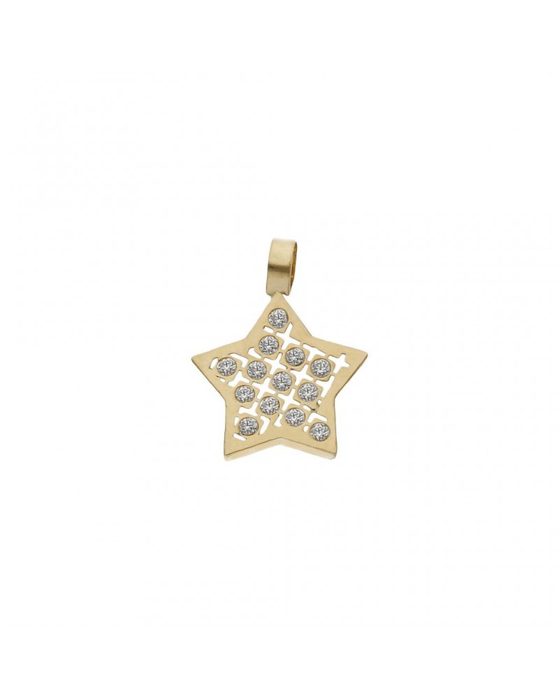Colgante oro 18k estrella circonitas 9x9mm