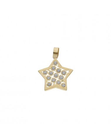 Colgante oro 18k estrella circonitas 9x9mm