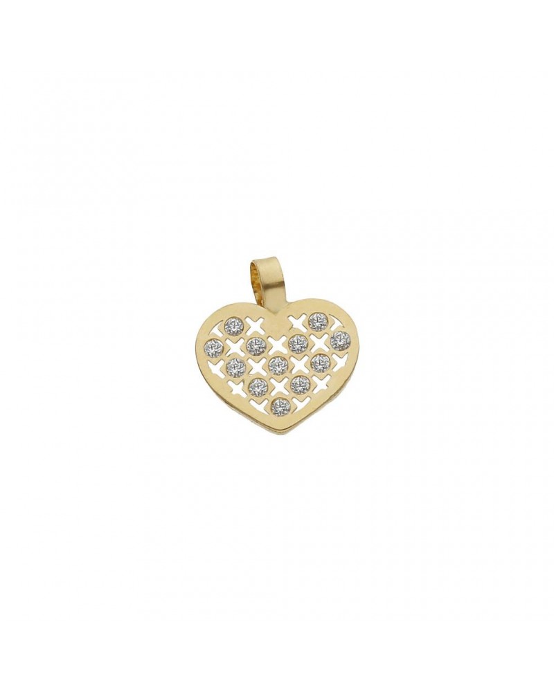 Colgante oro 18k corazón circonitas 8x9mm