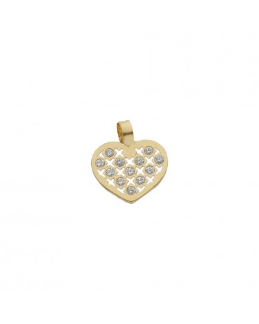Colgante oro 18k corazón circonitas 8x9mm