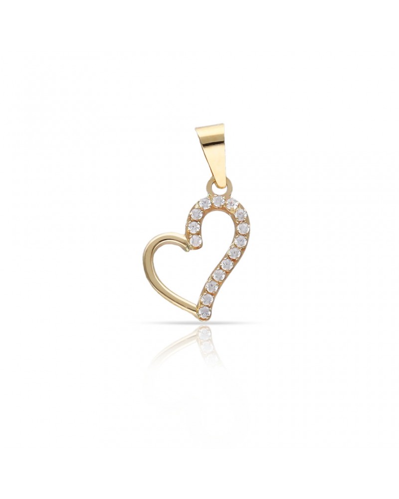 Colgante oro 18k corazón circonitas 10x11mm