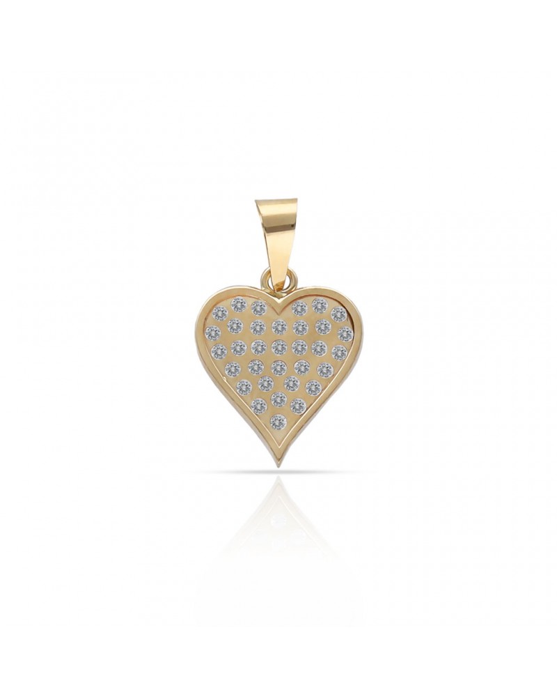 Colgante oro 18k corazón circonitas 10x11mm