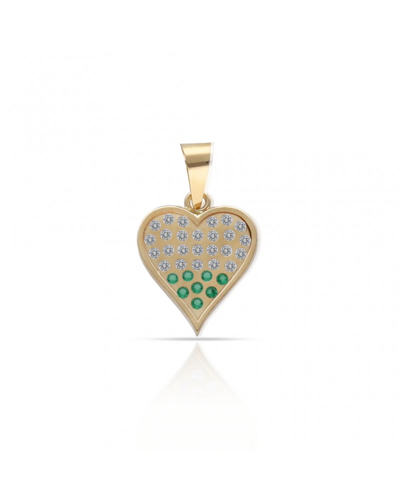Colgante oro 18k corazón circonitas verdes 10x11mm