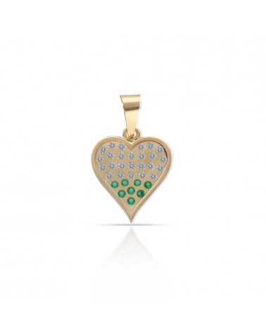 Colgante oro 18k corazón circonitas verdes 10x11mm