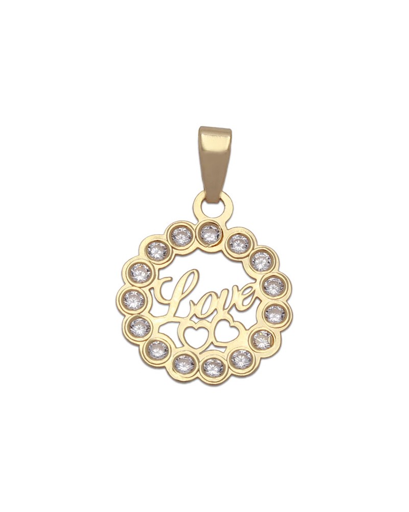 Colgante oro 18k love circonitas 12mm