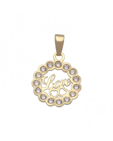 Colgante oro 18k love circonitas 12mm