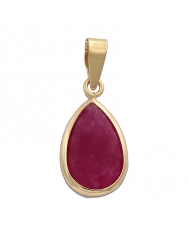 Colgante oro 18k lágrima piedra burdeos 8,5x14,5mm