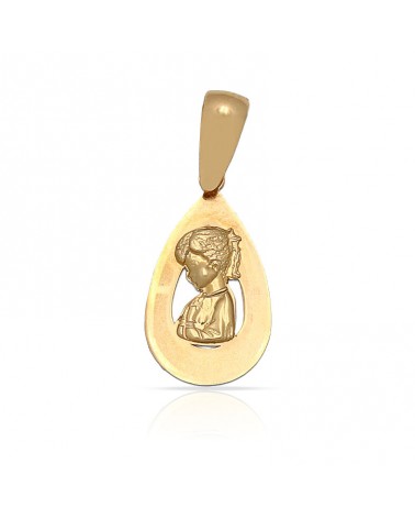 Medalla oro 18k Virgen Niña lágrima 9x16mm