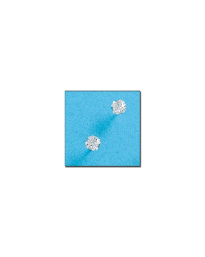 Pendientes oro blanco 18k tornillo circonitas cuadrados 5,5mm