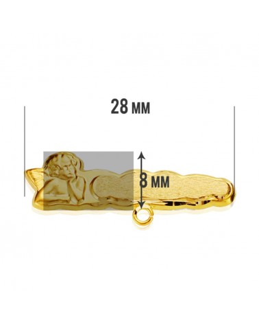 Alfiler oro amarillo 18k angelito relieve bebé 28x8mm - foto 2