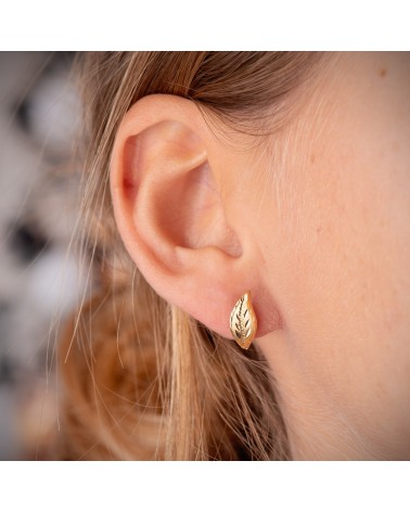 Pendientes oro 18k hoja lapidada almendrada 13x6mm - foto 2