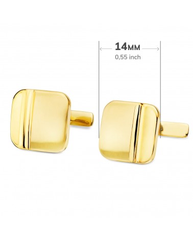 Gemelos oro 18k amarillo cuadrados mate brillo 14mm - foto 3