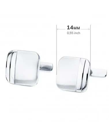 Gemelos oro blanco 18k cuadrados mate brillo 14x14mm - foto 3