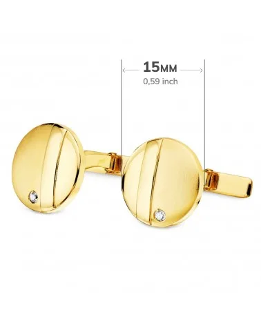 Gemelos oro 18k amarillo redondos circonita 15mm - foto 3