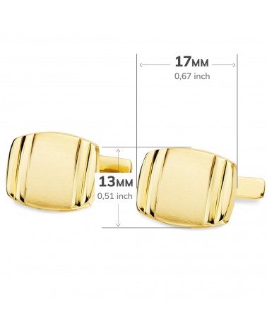 Gemelos oro 18k amarillo rectangulares mate brillo 17x13mm - foto 3