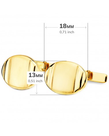 Gemelos oro 18k amarillo ovalados mate y brillo 18x13mm - foto 3