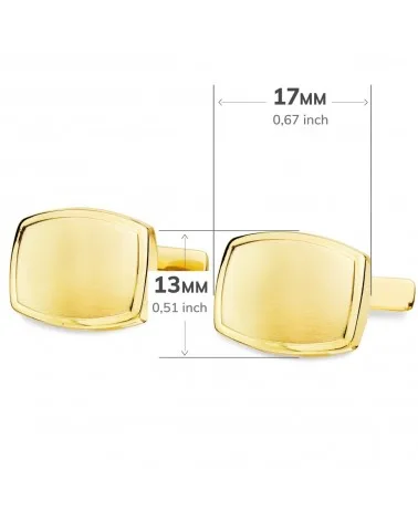 Gemelos oro 18k amarillo rectangulares mate brillo 17x13mm - foto 3
