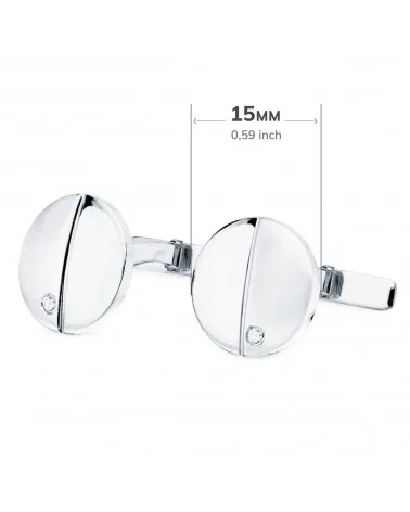Gemelos oro blanco 18k redondos circonita 15mm - foto 3