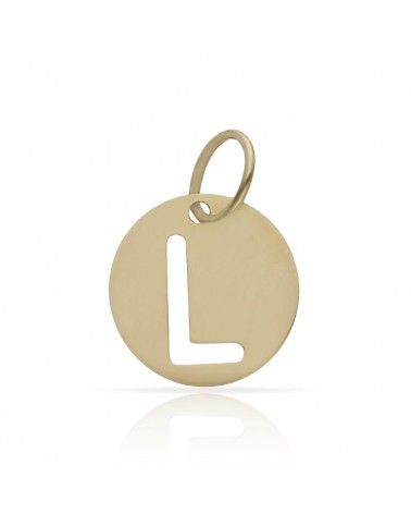 Colgante oro 18k letra L calada círculo 10mm