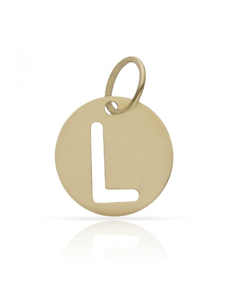 Colgante oro 18k letra L calada círculo 12mm