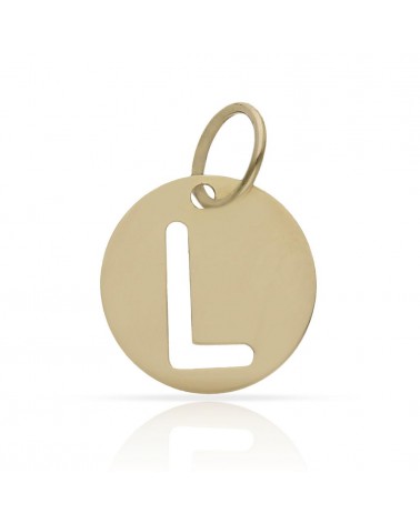 Colgante oro 18k letra L calada círculo 12mm