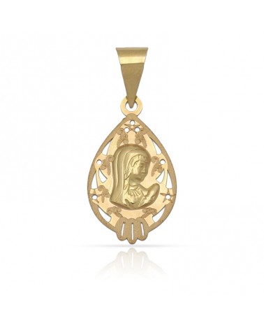 Medalla oro 18k Virgen Niña calada 11x19mm