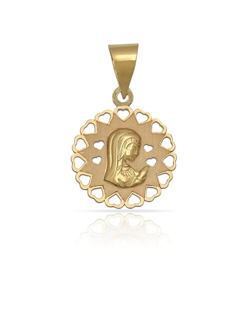 Medalla oro 18k Virgen Niña 14mm centro matizado
