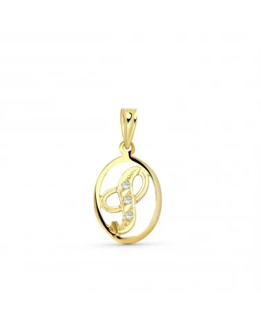 Colgante oro 18k amarillo letra s con circonitas