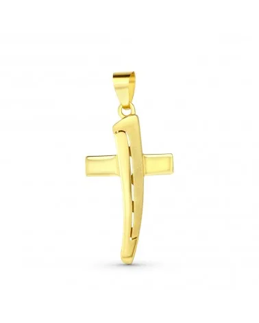 Cruz oro 18k mate y brillo 40x22 mm