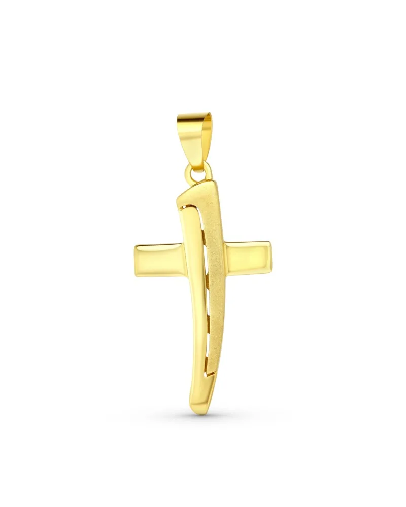 Cruz oro 18k mate y brillo 40x22 mm