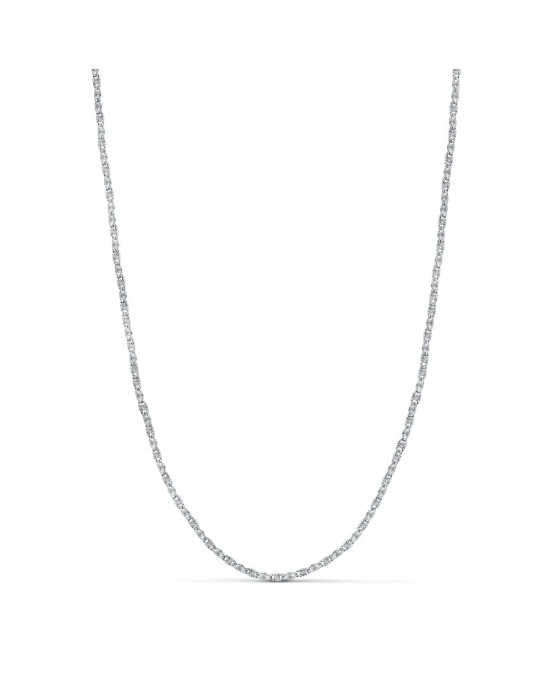 Cadena oro 18k blanco forzada maciza tallada 45 cm