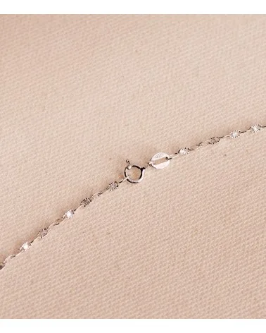 Cadena oro 18k blanco forzada maciza tallada 45 cm