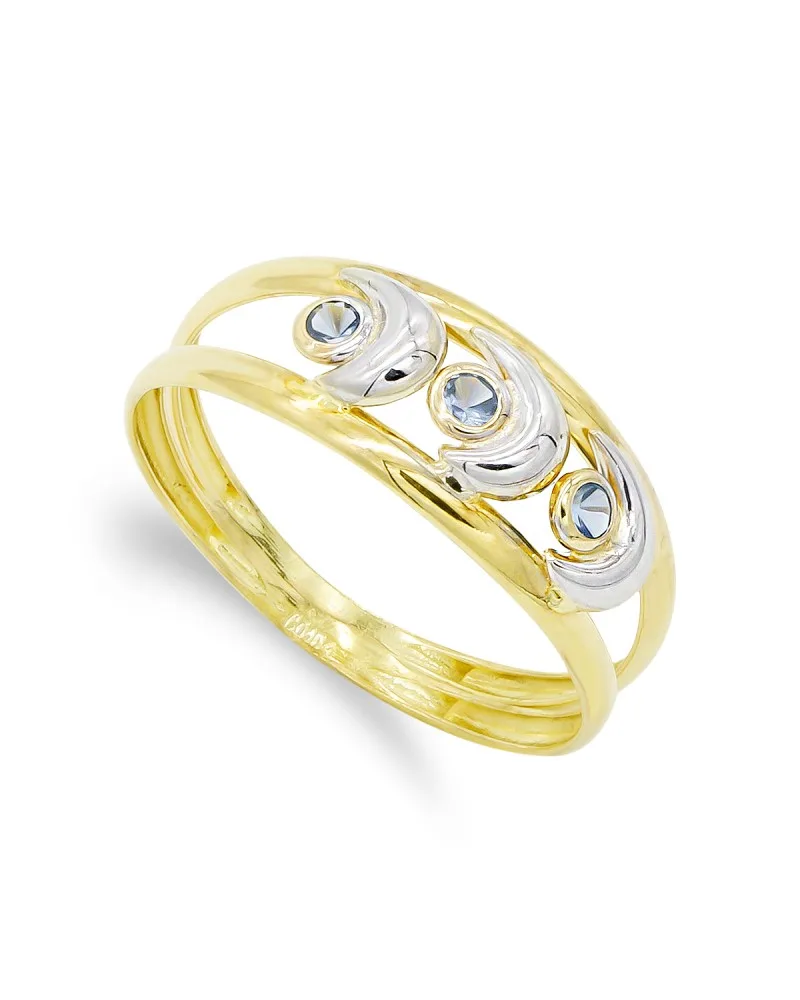Sortija oro 18k bicolor y circonitas