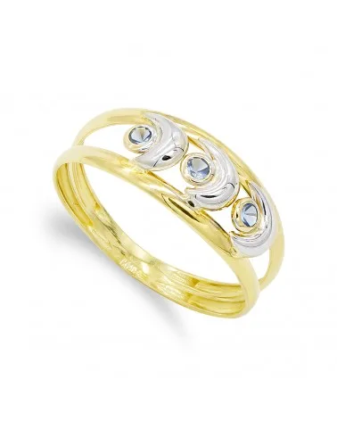 Sortija oro 18k bicolor y circonitas