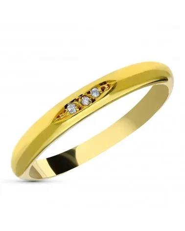 Alianza oro 18k amarillo 3 diamantes naturales talla brillante