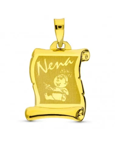 Colgante oro 18k amarillo pergamino bebé 20x14 mm