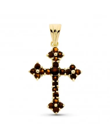 Cruz oro 18k amarillo granate 35x25 mm