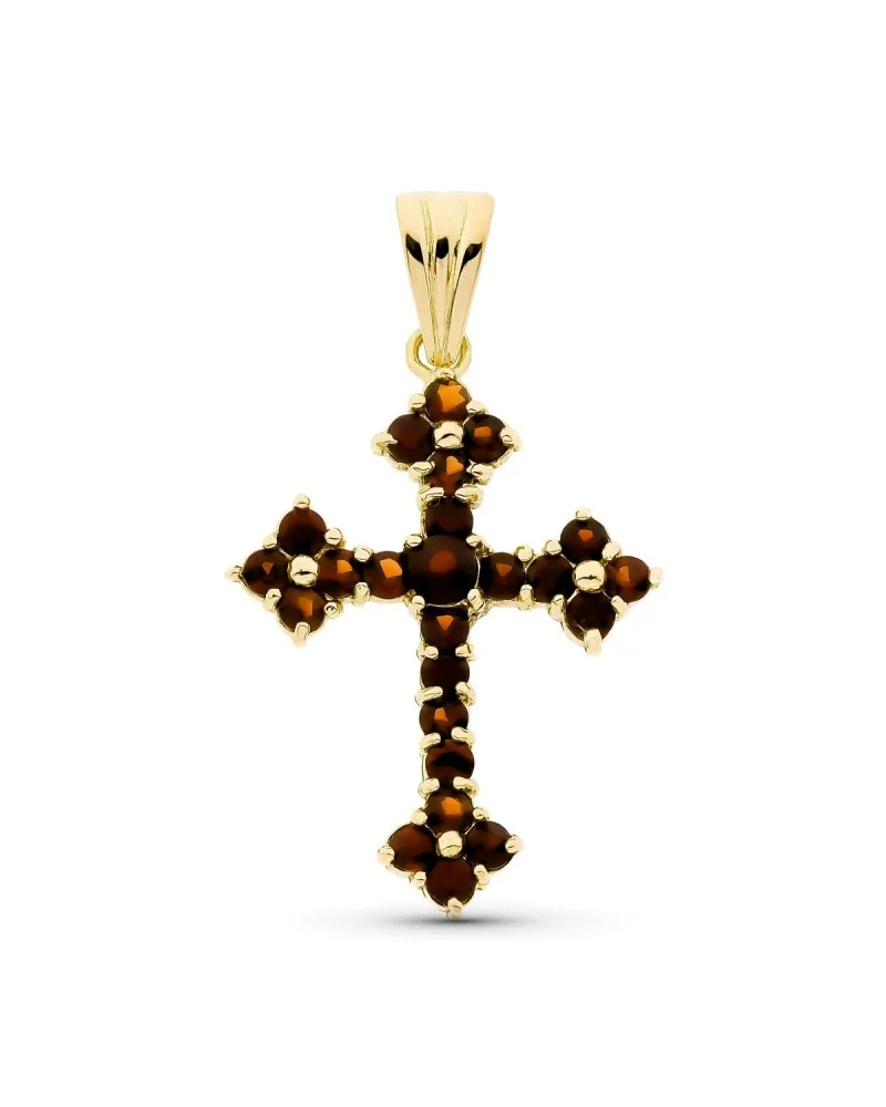 Cruz oro 18k amarillo granate 35x25 mm